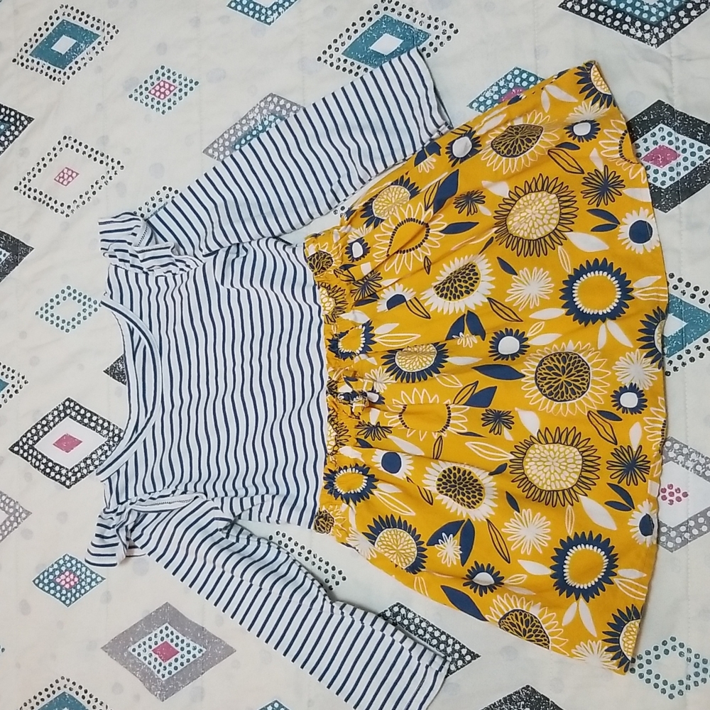 Cat & Jack long sleeve toddler girl dress, size 2t, strips and floral print